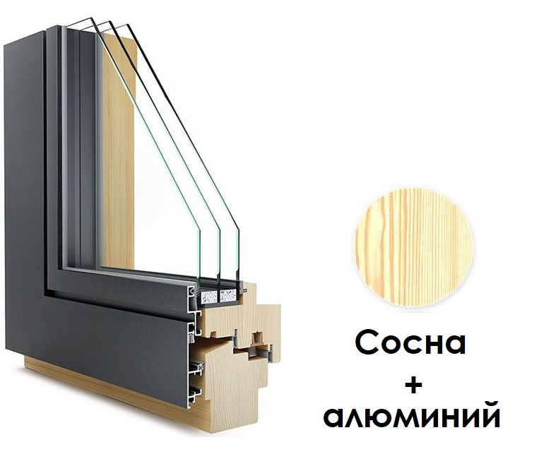 Дерево алюминиевые окна из сосны